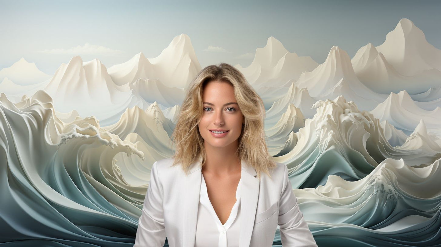 Calm Resolve Storm Waves to Mountain Peaks - Virtual Background Image for Zoom and Teams Meetings