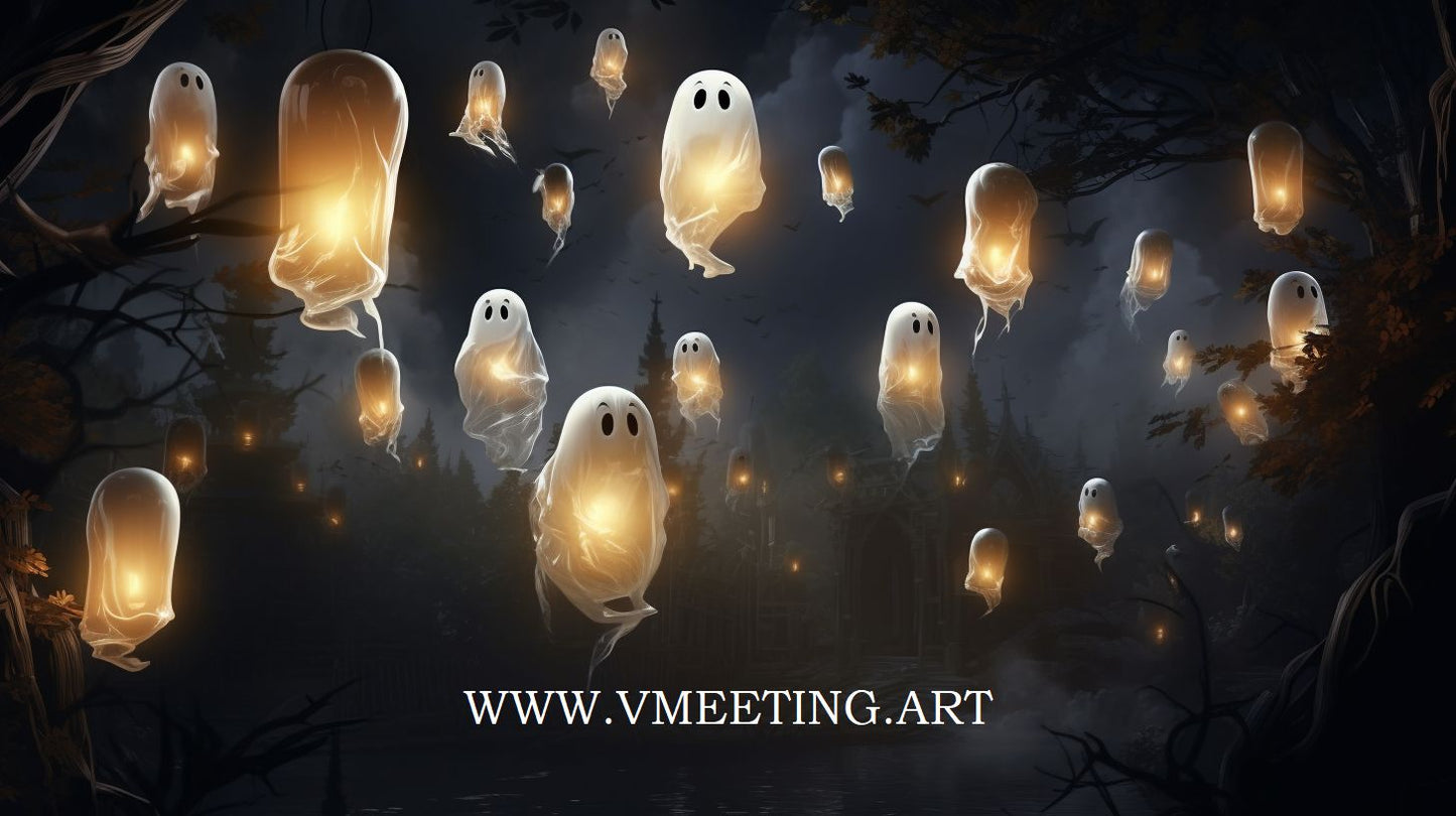 Ghostly Lantern Brigade - Virtual Background Image for Zoom and Teams Meetings