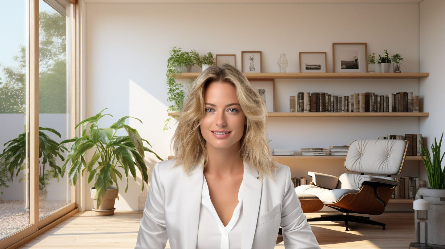 Elegance in Simplicity: Beige Home Office - Virtual Background Image for Zoom and Teams Meetings