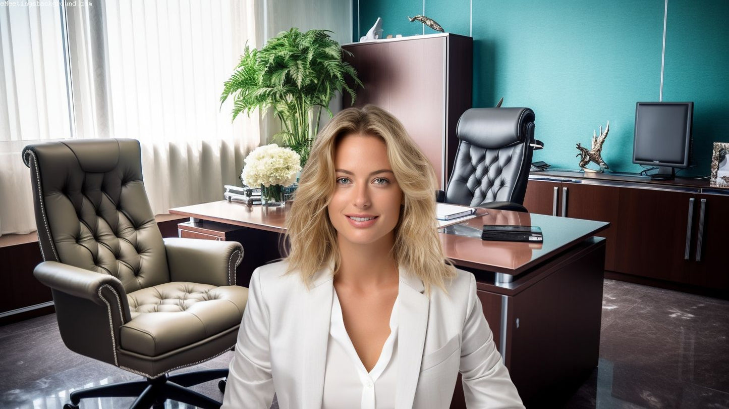 Cherrywood Charm: Free Distinguished Modern Office Virtual Background Image for Zoom and Teams Meetings