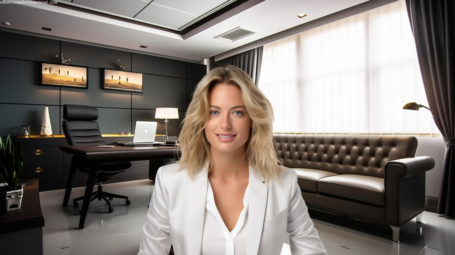Executive Allure: Free Modern Elegant Office Virtual Background Image for Zoom and Teams Meetings