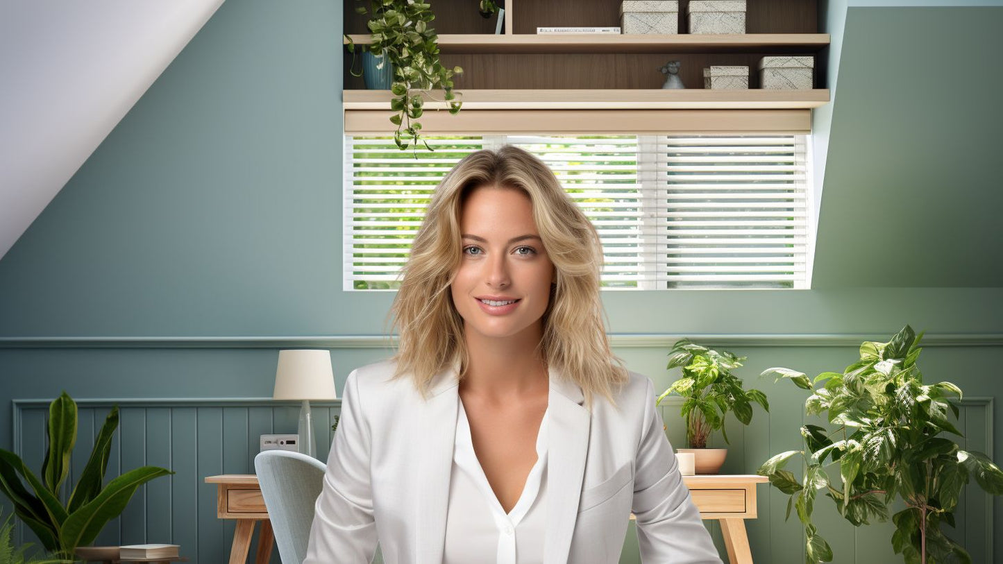 Green-Toned Home Office - Virtual Background Image for Zoom and Teams Meetings