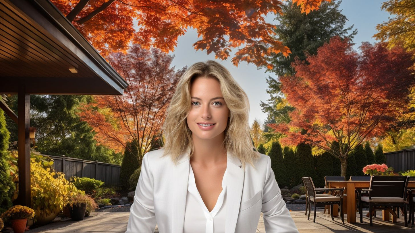 Morning Sunshine in Autumn Backyard - Virtual Background Image for Zoom and Teams Meetings