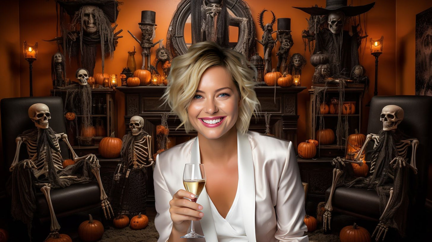 Spooky Festive Fireplace: Halloween Virtual Background Image for Zoom and Teams Meetings