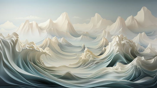 Calm Resolve Storm Waves to Mountain Peaks - Virtual Background Image for Zoom and Teams Meetings