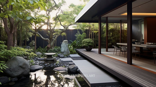 Modern Zen Oasis: A Tranquil Suburban Backyard – Virtual Background Image for Zoom and Teams Meetings