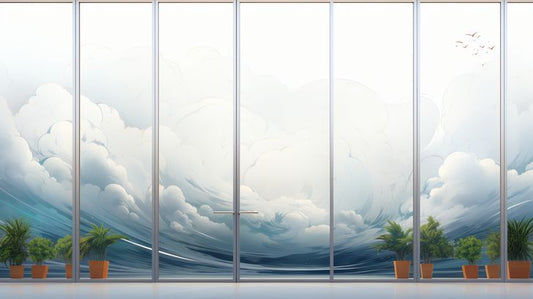Cloud Ascension: Artistic Storm View from Contemporary Office - Virtual Background Image for Zoom and Teams Meetings