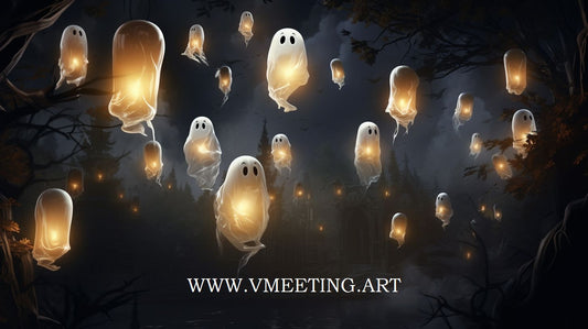 Ghostly Lantern Brigade - Virtual Background Image for Zoom and Teams Meetings