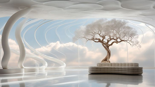 Cloudtop Retreat: Futuristic Lounge Above The Skies - Virtual Background Image for Zoom and Teams Meetings