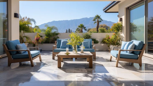 Cozy Villa Patio and Majestic Mountains - Virtual Background Image for Zoom and Teams Meetings