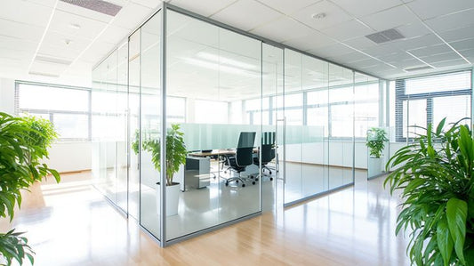 Panoramic Clarity: Bright Enclosed Office Virtual Background Image for Zoom and Teams Meetings