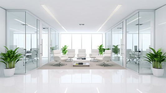 Radiant Elegance: Sophisticated White Office Virtual Background Image for Zoom and Teams Meetings