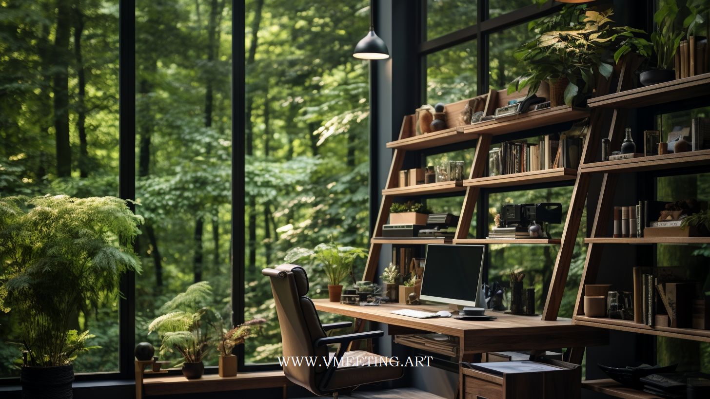 Modern Forest Home Office - Virtual Background Image for Zoom and Team ...