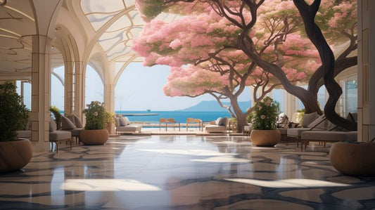 Seaside Afternoon Blooming Elegance - Virtual Background Image for Zoom and Teams Meetings