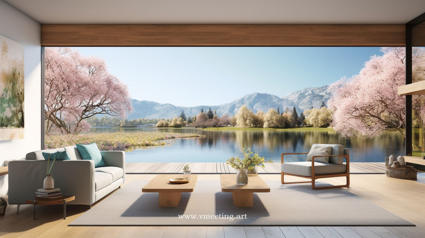 Abstract Luxury Cottage Patio - Virtual Background Image for Zoom and Teams Meetings