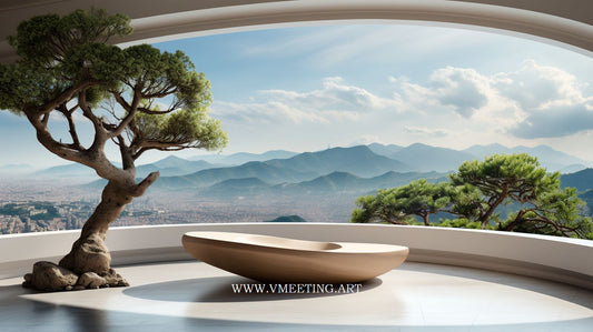Zen Sanctuary: Sleek Design with Panoramic Views – Virtual Background Image for Zoom and Teams Meetings