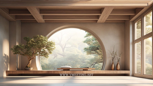 Natural Woodland Retreat: Zen Space Among Trees – Virtual Background Image for Zoom and Teams Meetings