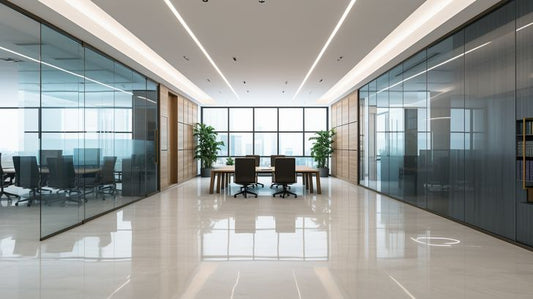 Metropolitan Elegance: Clean Modern Office Virtual Background Image for Zoom and Teams Meetings