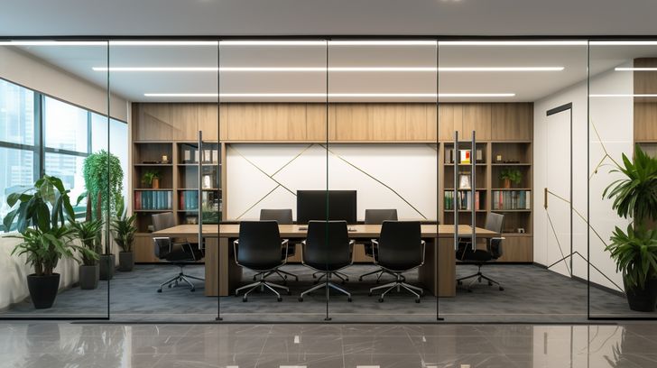 Sleek Harmony: Glossy Tiled Modern Office Virtual Background Image for Zoom and Teams Meetings