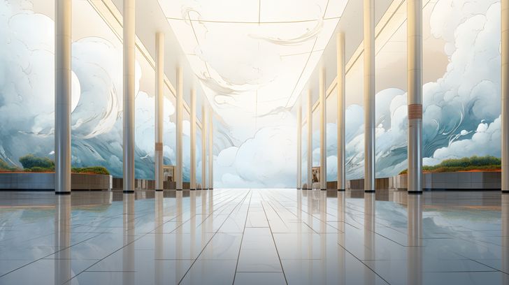 Lockheed Lobby Virtual Background Canvas of Convergence Cloud Lobby - Virtual Background Image for Zoom ...