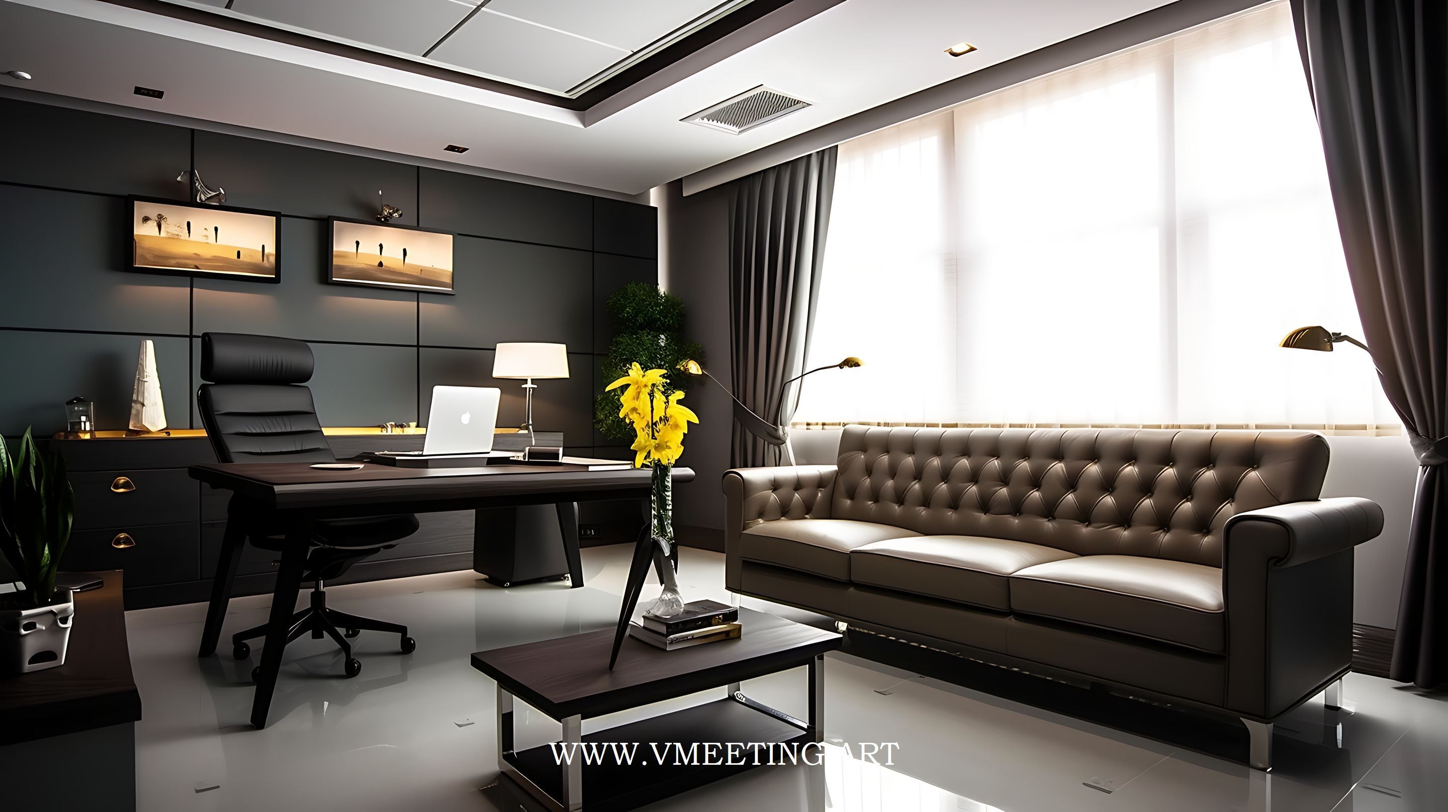 Executive Allure: Free Modern Elegant Office Virtual Background Image ...
