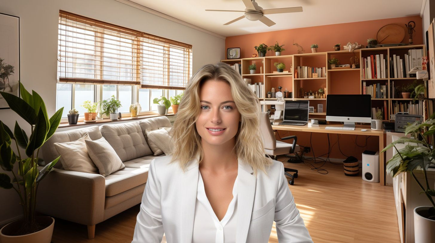Cozy Wood Home Office Space - Virtual Background Image for Zoom and Teams Meetings