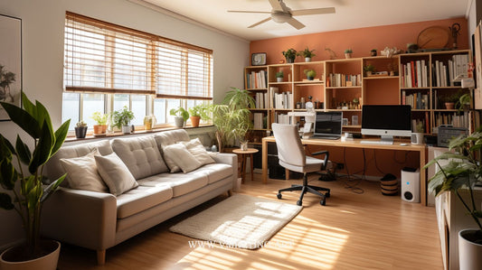 Cozy Wood Home Office Space - Virtual Background Image for Zoom and Teams Meetings
