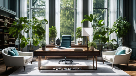 Modern Luxury Home Office Jade - Virtual Background Image for Zoom and Teams Meetings