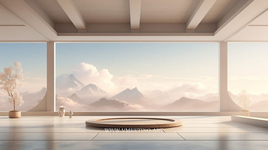 Amongst the Clouds: Futuristic Mountain Retreat – Virtual Background Image for Zoom and Teams Meetings