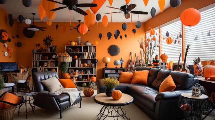 Harvest Moon Festivity: Halloween Virtual Background Image for Zoom and Teams Meetings