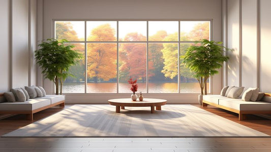Minimalist Living Room with Picturesque River Views - Virtual Background Image for Zoom and Teams Meetings